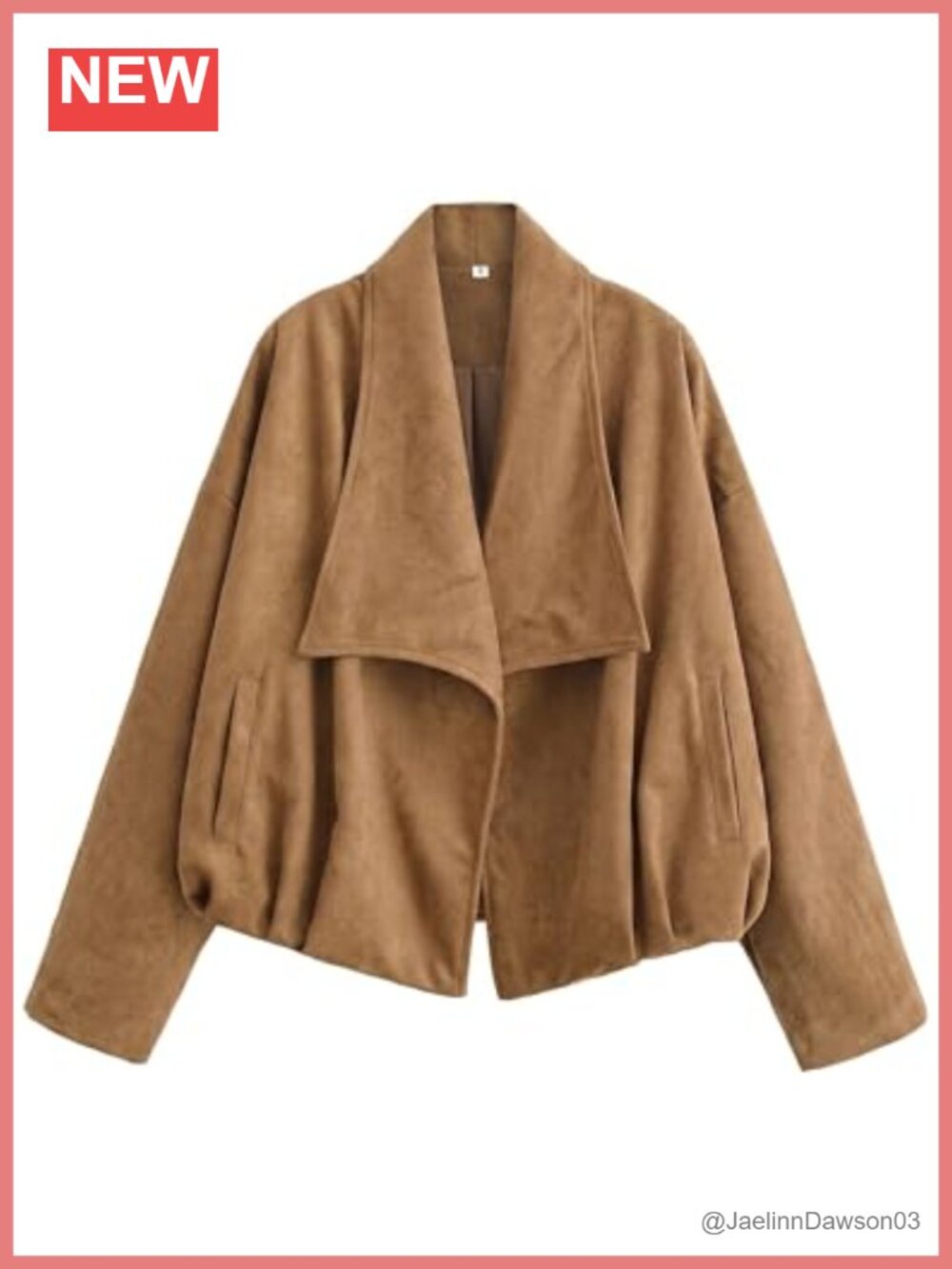 Faux Suede Wrap Jacket Open Front Oversized Casual Outerwear